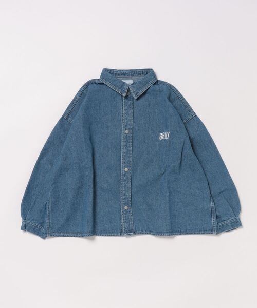 GROOVY COLORS(グルービーカラーズ)の「8oz Denim HAMBURGER Big Shirt(シャツ/ブラウス・キッズ・ブルー・140/130)」の3枚目の写真