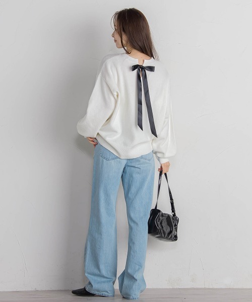 QUEENS COURT(クイーンズコート)の「バックリボンニットプルオーバー≪手洗い可能≫(ニット/セーター・レディース・パープル/グレー/オフホワイト・M)」の16枚目の写真