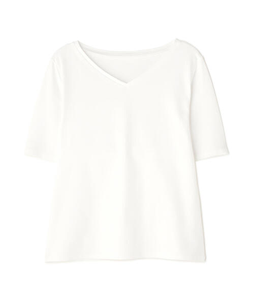 NATURAL BEAUTY BASIC（ナチュラルビューティーベーシック）の「◇ベーシックTシャツシリーズ Vネック（Tシャツ/カットソー・レディース・オフホワイト/グレー/ブラック・FREE）」の6枚目の写真