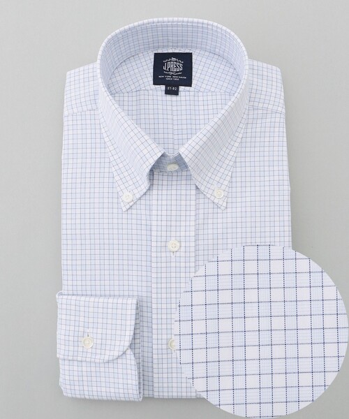 J.PRESS（ジェイプレス）の「【PREMIUM PLEATS / 形態安定】スーピマコットンファンシーチェック ドレスシャツ / B.D.（シャツ/ブラウス・メンズ・サックスブルー系3/ピンク系3・首回り37cm-裄丈82cm/首回り43cm-裄丈86cm/首回り42cm-裄丈86cm/首回り41cm-裄丈85cm/首回り39cm-裄丈84cm/首回り38cm-裄丈84cm/首回り40cm-裄丈85cm）」の2枚目の写真