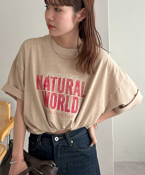 DISCOAT(ディスコート)の「【WEB限定】ピグメントアソートロゴTシャツ(Tシャツ/カットソー・レディース・チャコールグレー/グリーン/ベージュ・MEDIUM/SMALL)」の2枚目の写真