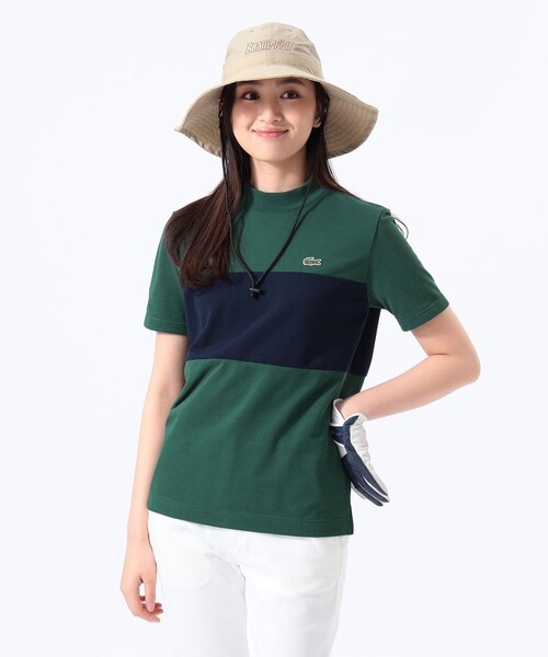 【ビームスゴルフ別注】LACOSTE / 鹿の子 パネル モックネックシャツ BEAMS GOLF｜<WOMEN>【別注】LACOSTE / 鹿の子 パネル モック