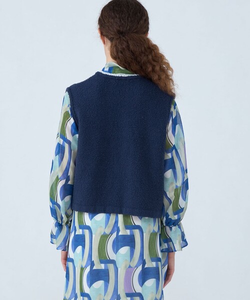 BALLSEY（ボールジィ）の「ビジューブークレー ショートベスト（ベスト・レディース・ネイビー/ホワイト・S）」の6枚目の写真