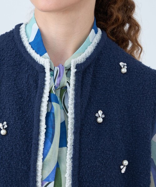 BALLSEY（ボールジィ）の「ビジューブークレー ショートベスト（ベスト・レディース・ネイビー/ホワイト・S）」の8枚目の写真