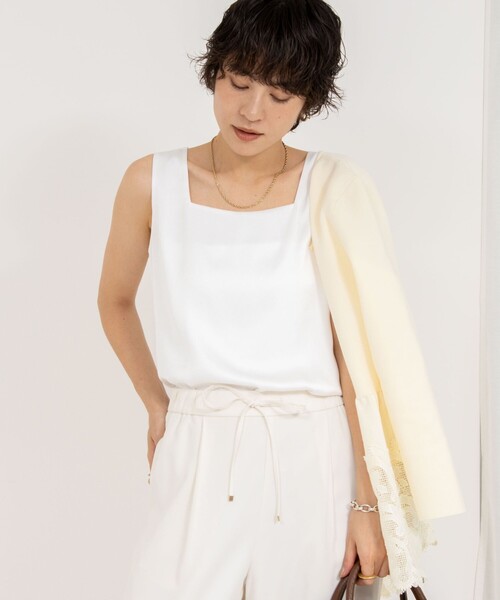 NOLLEY’S（ノーリーズ）の「《手洗い可能》サテン×ベア天2WAYタンクトップ（タンクトップ・レディース・ホワイト/ライトグレー/ブラック・40/38/42/36）」の21枚目の写真