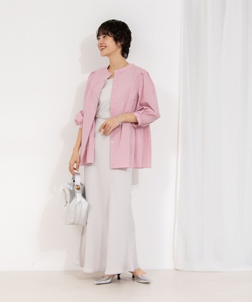 NOLLEY’S（ノーリーズ）の「《手洗い可能》サテン×ベア天2WAYタンクトップ（タンクトップ・レディース・ホワイト/ライトグレー/ブラック・40/38/42/36）」の6枚目の写真