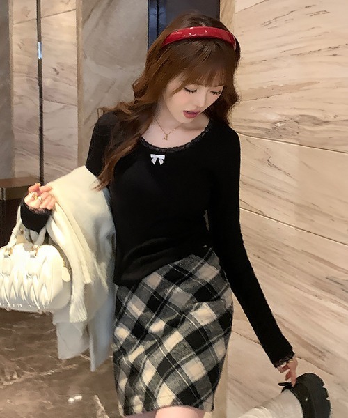 Miniministore（ミニミニストア）の「プルオーバー 長袖 レディース 薄手（Tシャツ/カットソー・レディース・ブラック/ホワイト/ベージュ/ミント・FREE）」の12枚目の写真