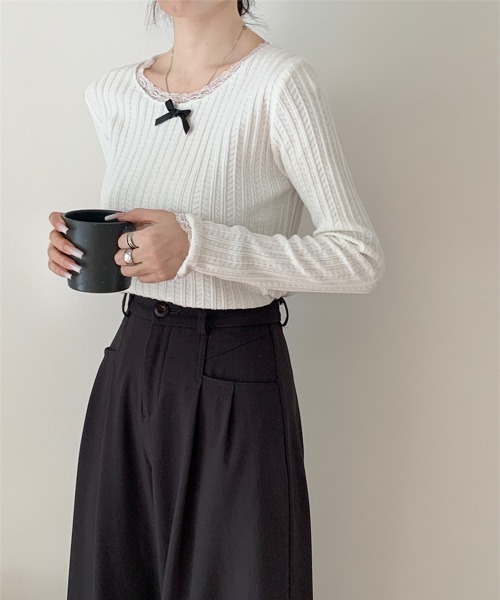 Miniministore（ミニミニストア）の「プルオーバー 長袖 レディース 薄手（Tシャツ/カットソー・レディース・ブラック/ホワイト/ベージュ/ミント・FREE）」の17枚目の写真