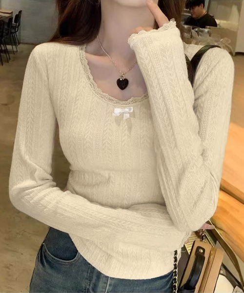 Miniministore（ミニミニストア）の「プルオーバー 長袖 レディース 薄手（Tシャツ/カットソー・レディース・ブラック/ホワイト/ベージュ/ミント・FREE）」の19枚目の写真