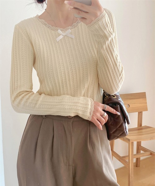 Miniministore（ミニミニストア）の「プルオーバー 長袖 レディース 薄手（Tシャツ/カットソー・レディース・ブラック/ホワイト/ベージュ/ミント・FREE）」の20枚目の写真
