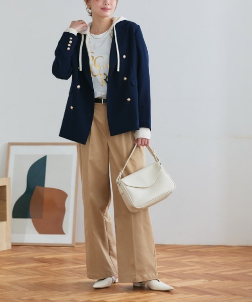 Pierrot（ピエロ）の「スウェットジップパーカー（パーカー・レディース・アイボリー/ブラック/ブルー系その他/ネイビー/杢グレー/グレイッシュベージュ・LL/L/M）」の20枚目の写真