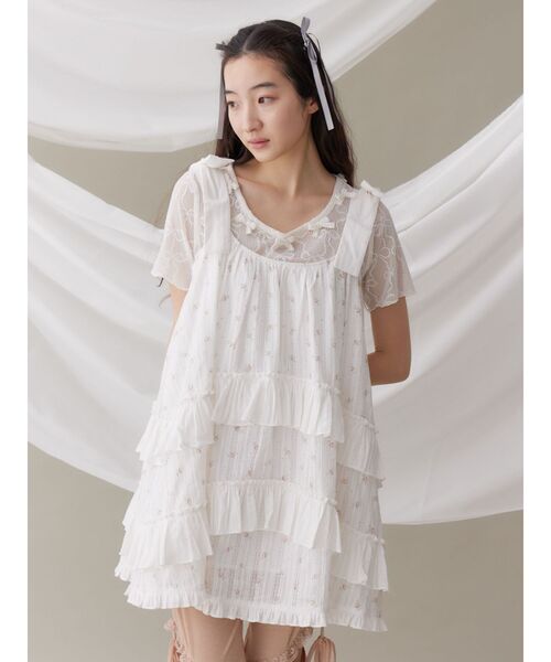 merry jenny(メリージェニー)の「リボンチュールtee(Tシャツ/カットソー・レディース・ブラック/オフホワイト・FREE)」の20枚目の写真