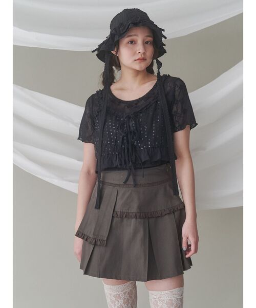 merry jenny(メリージェニー)の「リボンチュールtee(Tシャツ/カットソー・レディース・ブラック/オフホワイト・FREE)」の18枚目の写真