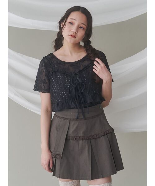 merry jenny(メリージェニー)の「リボンチュールtee(Tシャツ/カットソー・レディース・ブラック/オフホワイト・FREE)」の17枚目の写真