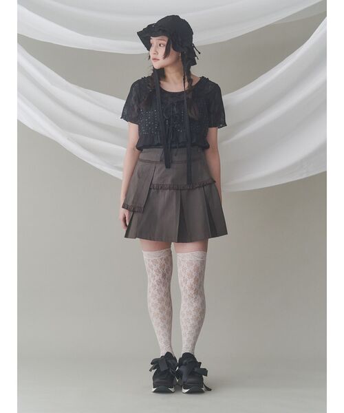 merry jenny(メリージェニー)の「リボンチュールtee(Tシャツ/カットソー・レディース・ブラック/オフホワイト・FREE)」の14枚目の写真