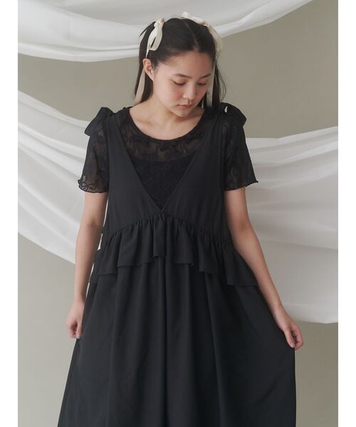 merry jenny(メリージェニー)の「リボンチュールtee(Tシャツ/カットソー・レディース・ブラック/オフホワイト・FREE)」の9枚目の写真