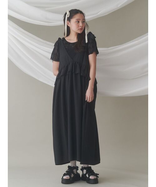 merry jenny(メリージェニー)の「リボンチュールtee(Tシャツ/カットソー・レディース・ブラック/オフホワイト・FREE)」の8枚目の写真