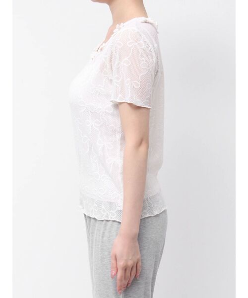 merry jenny(メリージェニー)の「リボンチュールtee(Tシャツ/カットソー・レディース・ブラック/オフホワイト・FREE)」の5枚目の写真