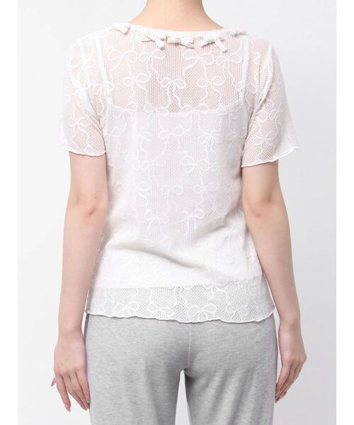 merry jenny(メリージェニー)の「リボンチュールtee(Tシャツ/カットソー・レディース・ブラック/オフホワイト・FREE)」の4枚目の写真