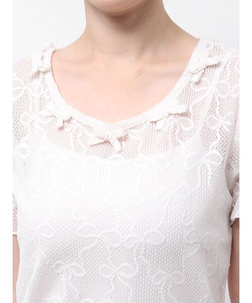 merry jenny(メリージェニー)の「リボンチュールtee(Tシャツ/カットソー・レディース・ブラック/オフホワイト・FREE)」の3枚目の写真