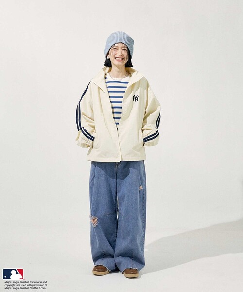 FREAK'S STORE（フリークスストア）の「MLB ナイロンブルゾン（ブルゾン・レディース・ネイビー/ブラック/オフホワイト・ﾌﾘ-）」の4枚目の写真