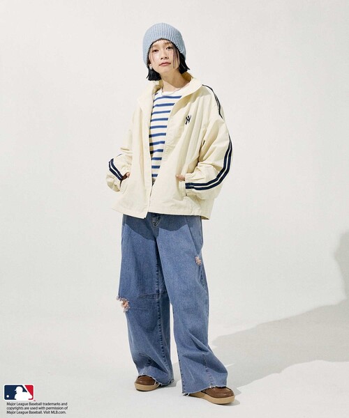 FREAK'S STORE（フリークスストア）の「MLB ナイロンブルゾン（ブルゾン・レディース・ネイビー/ブラック/オフホワイト・ﾌﾘ-）」の5枚目の写真