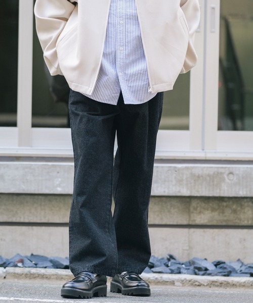 セール】ワイドテーパード/タックデニムパンツ（デニムパンツ