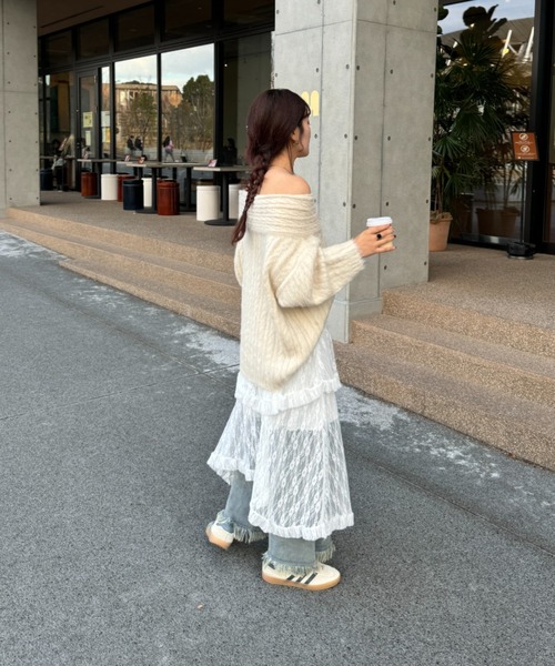 efill（エフィル）の「フレンチスタイルの ミディアム ロング ドレス レース スカート（スカート・レディース・ホワイト/ブラック・FREE）」の14枚目の写真