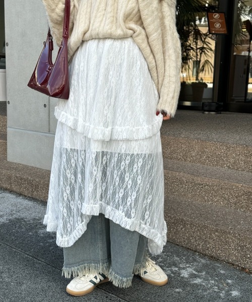 efill（エフィル）の「フレンチスタイルの ミディアム ロング ドレス レース スカート（スカート・レディース・ホワイト/ブラック・FREE）」の16枚目の写真