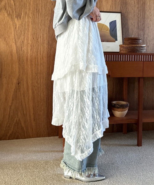 efill（エフィル）の「フレンチスタイルの ミディアム ロング ドレス レース スカート（スカート・レディース・ホワイト/ブラック・FREE）」の22枚目の写真