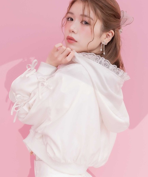 セール】袖リボンフーディーブルゾン（ブルゾン）｜couture BY