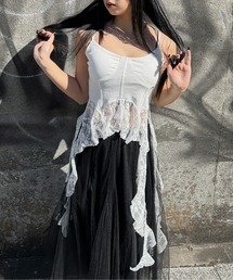 LVEU. | 【LVEU.】レースデザインカップ付きキャミソール / トップス キャミソール キャミ レース ブラトップ カップ付き インナー レイヤード ブラック ホワイト(キャミソール)