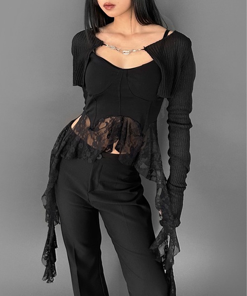 LVEU.（ラブユ.）の「【LVEU.】レースデザインカップ付きキャミソール / トップス キャミソール キャミ レース ブラトップ カップ付き インナー レイヤード ブラック ホワイト（キャミソール・レディース・ホワイト/ブラック・FREE）」の17枚目の写真