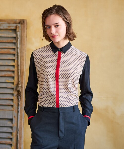 DRESSTERIOR（ドレステリア）の「【洗える/小紋柄】ヴィンテージパターンプリントコンビシャツ（シャツ/ブラウス・レディース・ベージュ系その他4・34/36/38）」の6枚目の写真