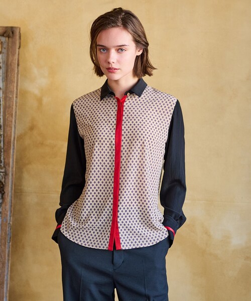 DRESSTERIOR（ドレステリア）の「【洗える/小紋柄】ヴィンテージパターンプリントコンビシャツ（シャツ/ブラウス・レディース・ベージュ系その他4・34/36/38）」の7枚目の写真