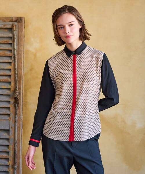 DRESSTERIOR（ドレステリア）の「【洗える/小紋柄】ヴィンテージパターンプリントコンビシャツ（シャツ/ブラウス・レディース・ベージュ系その他4・34/36/38）」の10枚目の写真