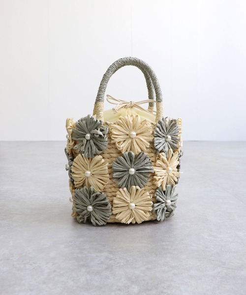 MIAN (ミアン)の「花モチーフトートバッグ(かごバッグ・レディース・ベージュ/ミント/ブラック・FREE)」の17枚目の写真