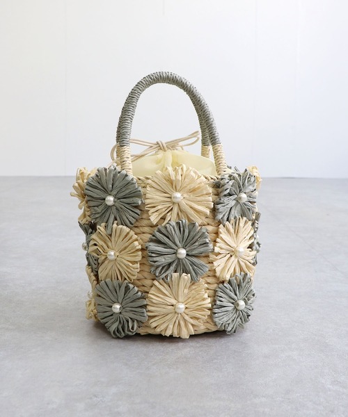 MIAN (ミアン)の「花モチーフトートバッグ(かごバッグ・レディース・ベージュ/ミント/ブラック・FREE)」の20枚目の写真