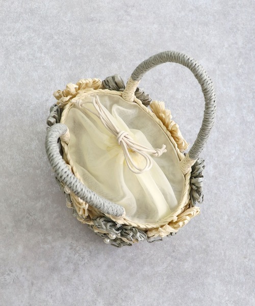 MIAN (ミアン)の「花モチーフトートバッグ(かごバッグ・レディース・ベージュ/ミント/ブラック・FREE)」の10枚目の写真