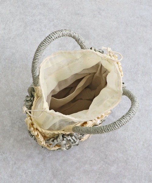 MIAN (ミアン)の「花モチーフトートバッグ(かごバッグ・レディース・ベージュ/ミント/ブラック・FREE)」の11枚目の写真