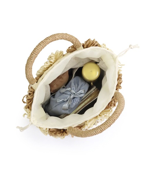 MIAN (ミアン)の「花モチーフトートバッグ(かごバッグ・レディース・ベージュ/ミント/ブラック・FREE)」の5枚目の写真