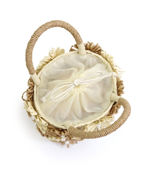 MIAN (ミアン)の「花モチーフトートバッグ(かごバッグ・レディース・ベージュ/ミント/ブラック・FREE)」の6枚目の写真