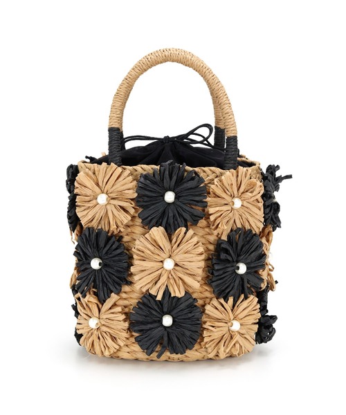 MIAN (ミアン)の「花モチーフトートバッグ(かごバッグ・レディース・ベージュ/ミント/ブラック・FREE)」の7枚目の写真