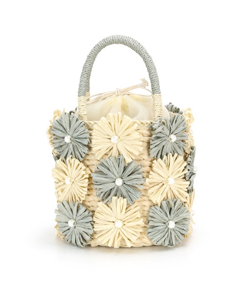 MIAN (ミアン)の「花モチーフトートバッグ(かごバッグ・レディース・ベージュ/ミント/ブラック・FREE)」の9枚目の写真