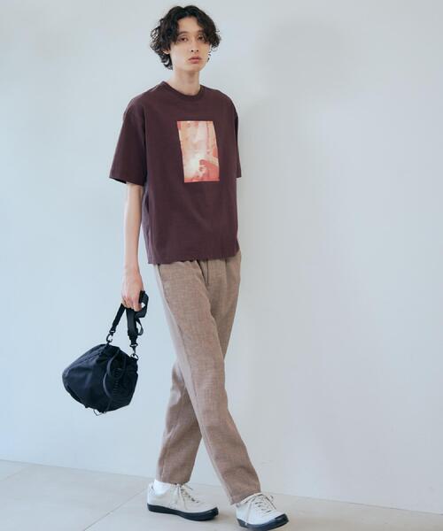 THE SHOP TK （ザ ショップ ティーケー ）の「【Begin6月号掲載】オーガニックコットンプリント半袖Tシャツ（Tシャツ/カットソー・メンズ・チャコール/ホワイト系8/グリーン系5/ダークブラウン/オフホワイト/ホワイト系3・02/03/04）」の8枚目の写真