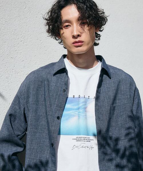 THE SHOP TK （ザ ショップ ティーケー ）の「【Begin6月号掲載】オーガニックコットンプリント半袖Tシャツ（Tシャツ/カットソー・メンズ・チャコール/ホワイト系8/グリーン系5/ダークブラウン/オフホワイト/ホワイト系3・02/03/04）」の3枚目の写真