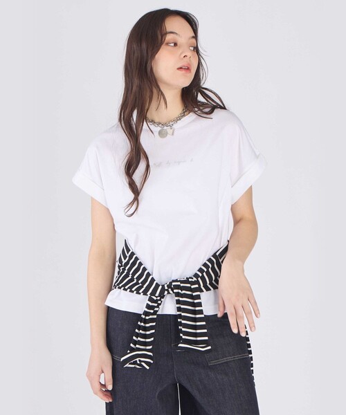To b. by agnes b.(トゥービーバイアニエスベー)の「ロゴ プリント コットン マカロン Tシャツ(Tシャツ/カットソー・レディース・ホワイト・38/40)」の3枚目の写真