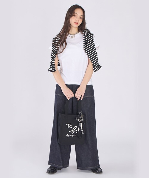 To b. by agnes b.(トゥービーバイアニエスベー)の「ロゴ プリント コットン マカロン Tシャツ(Tシャツ/カットソー・レディース・ホワイト・38/40)」の7枚目の写真