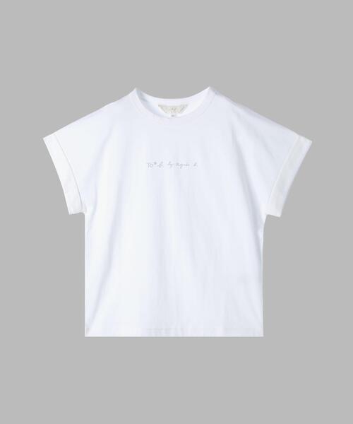 To b. by agnes b.(トゥービーバイアニエスベー)の「ロゴ プリント コットン マカロン Tシャツ(Tシャツ/カットソー・レディース・ホワイト・38/40)」の2枚目の写真