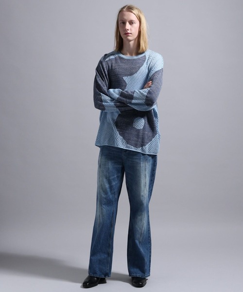 BLAYMORE(ブレイモア)の「【BLAYMORE】Butterfly Flower Glitter Knit / メッシュニット ラメ糸混紡(ニット/セーター・メンズ・ブラック/ライトブルー・S/M)」の8枚目の写真